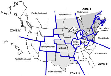 Map of ASEE Zones and Sections